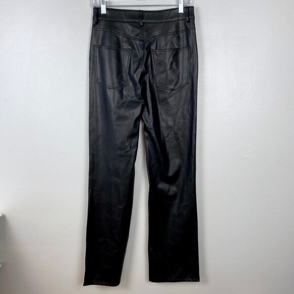 Zara Full Length Faux the '90s Leather Pants in Black High Waist Straight Leg 4 - Picture 6 of 11